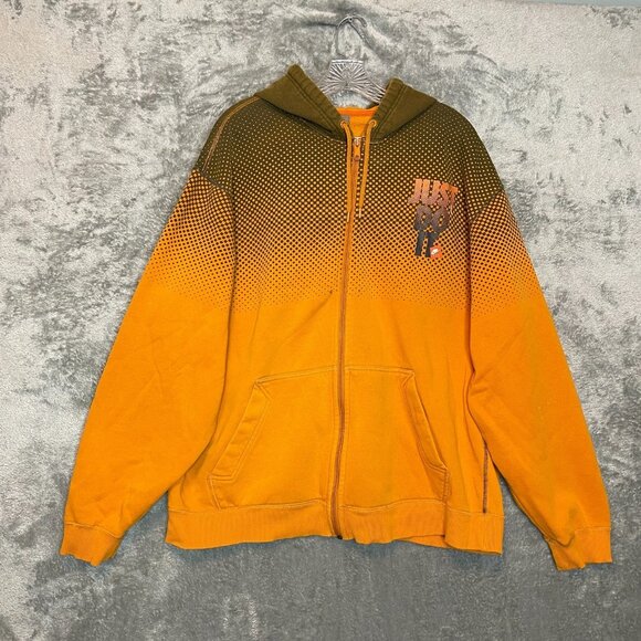 Nike Men Y2K Older Brother Just Do It Full Zip Fleece Hooded Orange Jacket XL - Picture 1 of 16